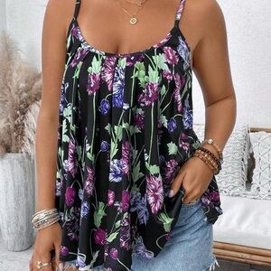 SHEIN Black and Purple Floral Camisole